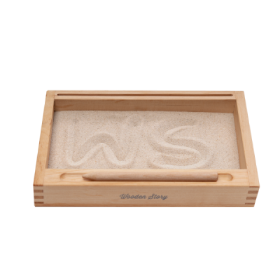 MONTESSORI 1a PART SAND TRAY WITH FLASHCARD HOLDER with sand